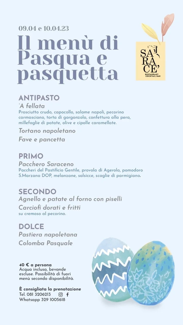 EASTER MENU'
